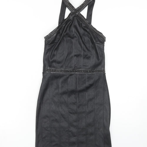 Topshop Women Black Size 6 Sleeveless Dress
