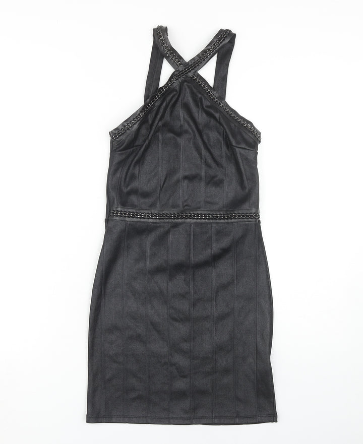 Topshop Women Black Size 6 Sleeveless Dress