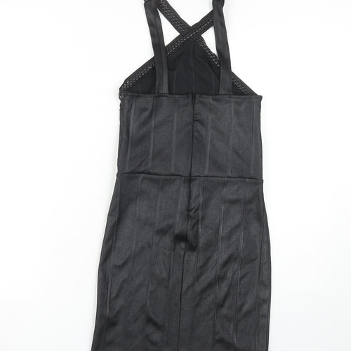 Topshop Women Black Size 6 Sleeveless Dress