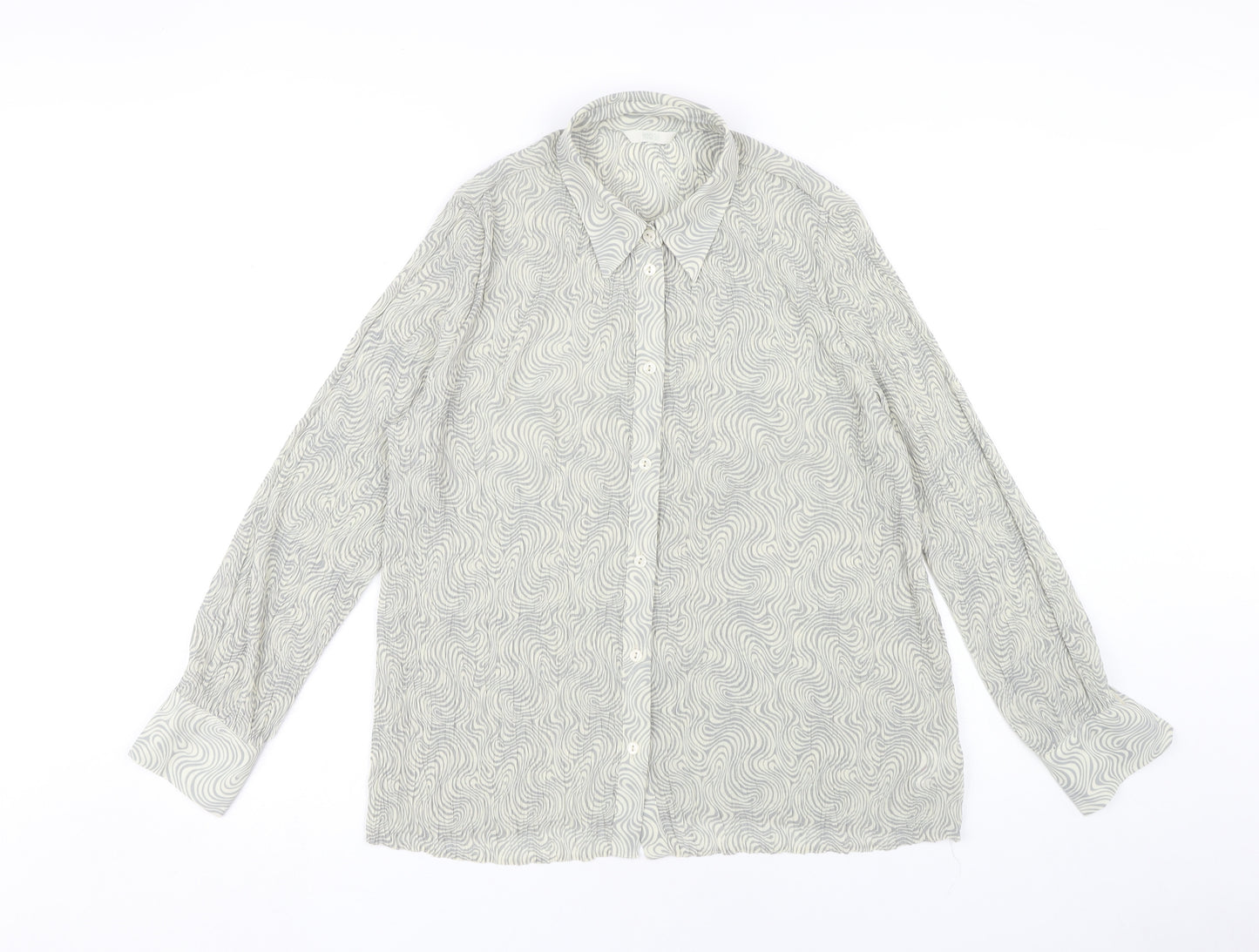 Marks and Spencer Women's Grey Button-Up Shirt Size 16