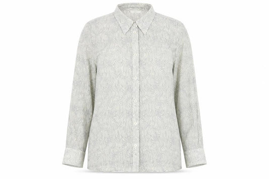 Front view of Marks & Spencer Women's Grey Button-Up Shirt, size 16