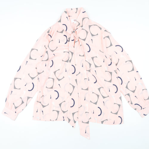 Afibel Women's Pink Geometric Blouse, Size 14