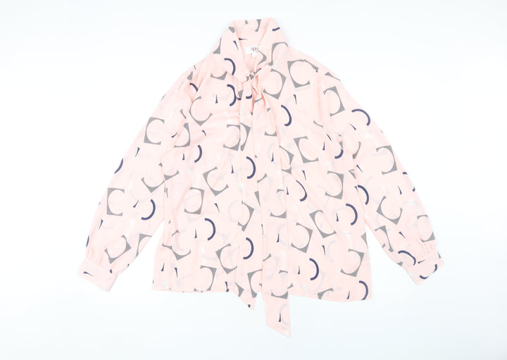 Afibel Women's Pink Geometric Blouse, Size 14