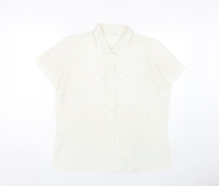 Marks and Spencer Women's Ivory Button-Up Shirt Size 16