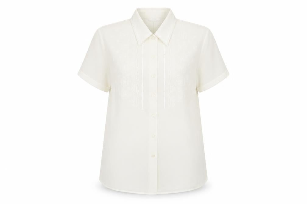 Front view of Marks & Spencer Women's Ivory Button-Up Shirt, size 16