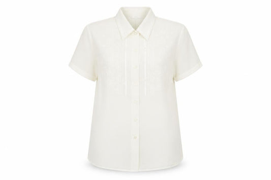Front view of Marks & Spencer Women's Ivory Button-Up Shirt, size 16
