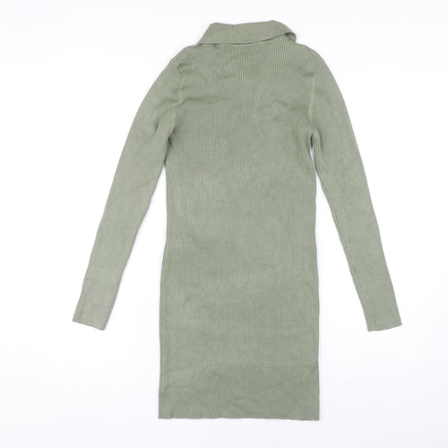 Stradivarius Green Women’s Shirt Dress, Size M, Collared