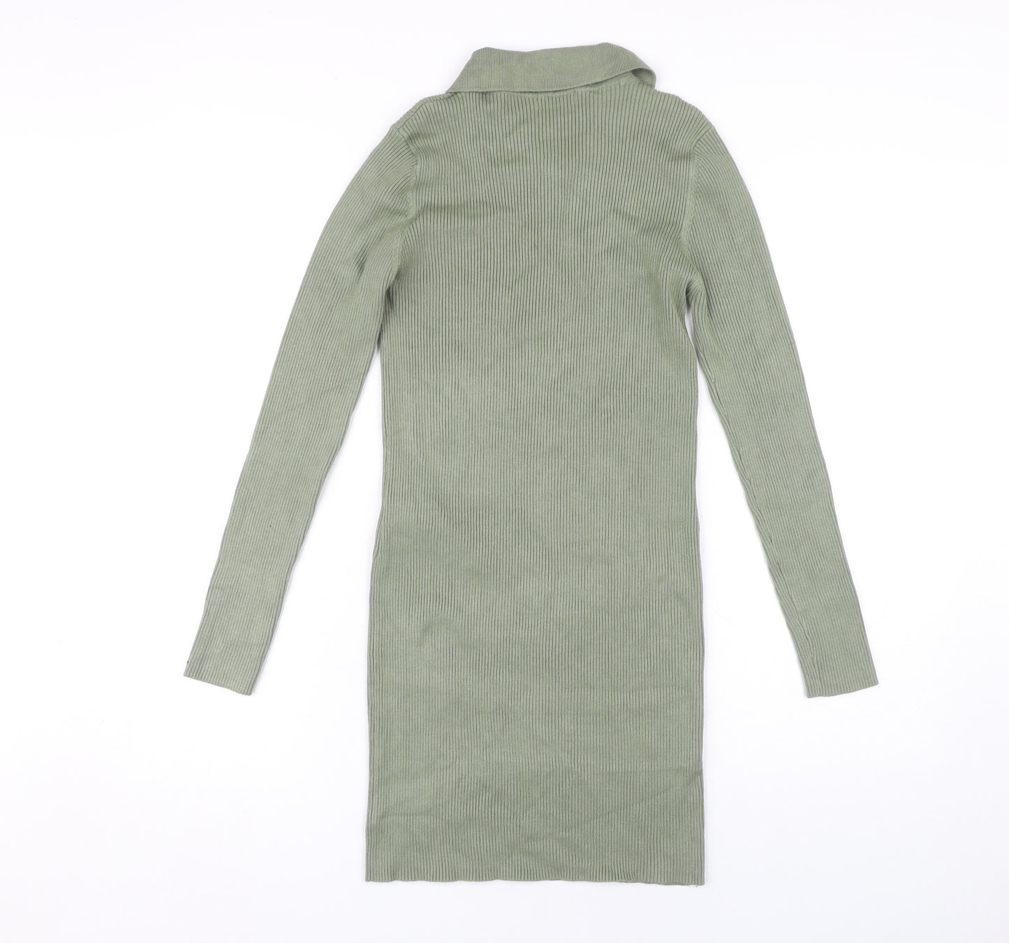 Stradivarius Green Women’s Shirt Dress, Size M, Collared