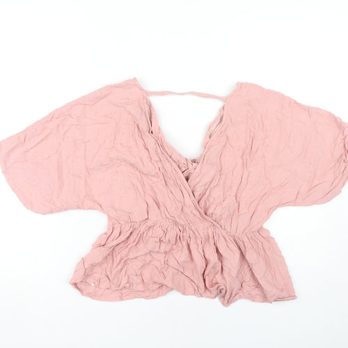 ASOS DESIGN Women Pink Wrap Top Size 10