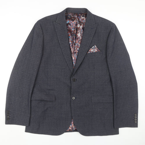 Next Men's Grey Check Blazer, 44 Regular, Formal Jacket