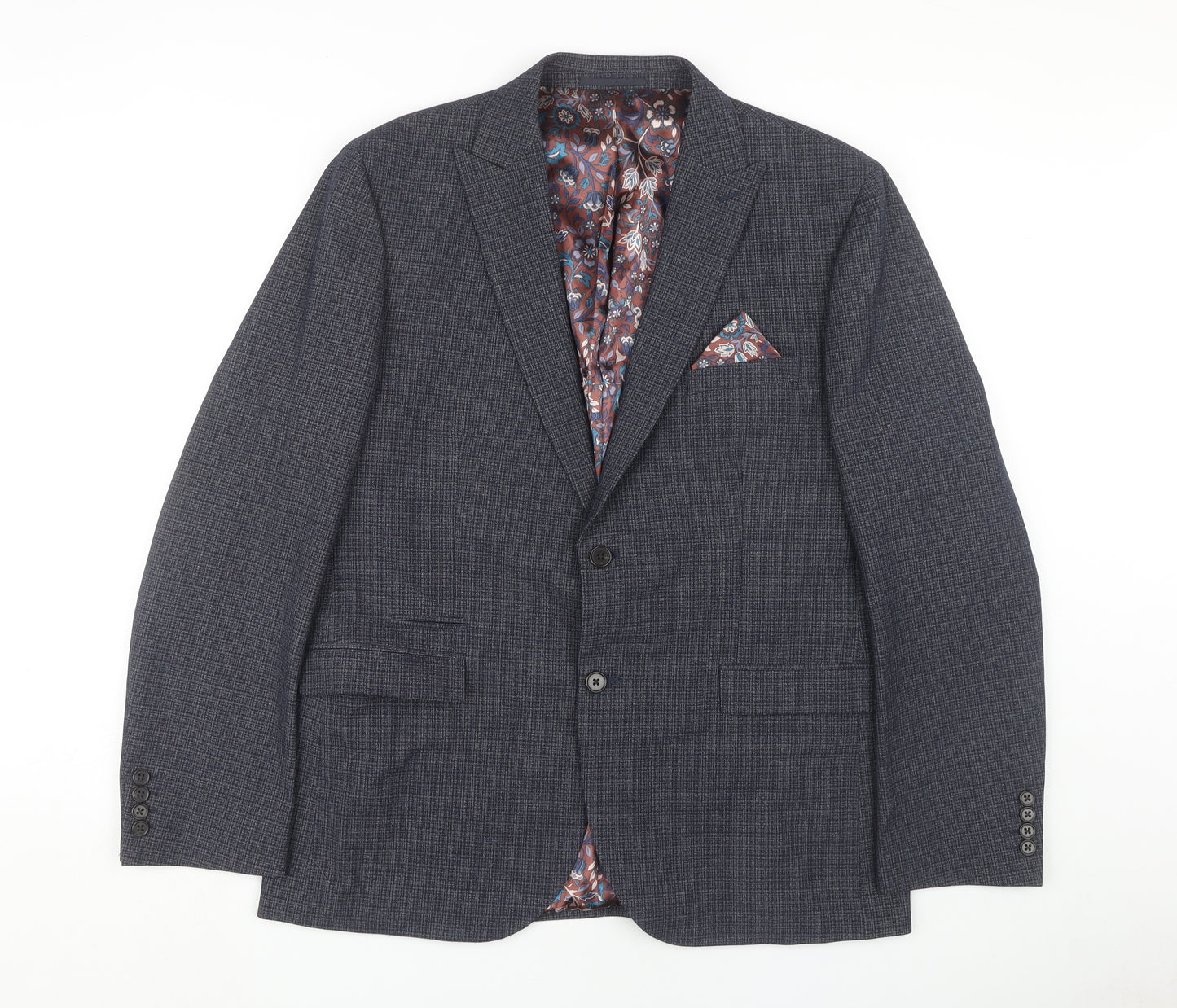 Next Men's Grey Check Blazer, 44 Regular, Formal Jacket