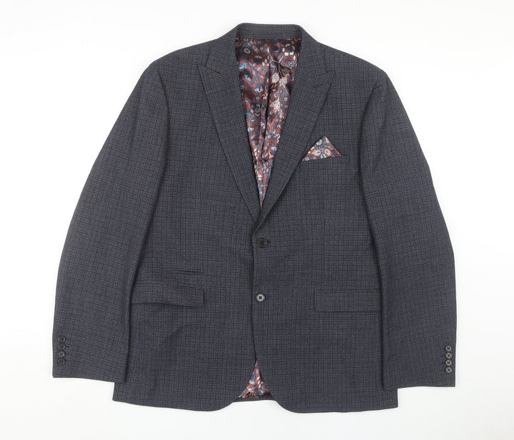 Next Men's Grey Check Blazer, 44 Regular, Formal Jacket