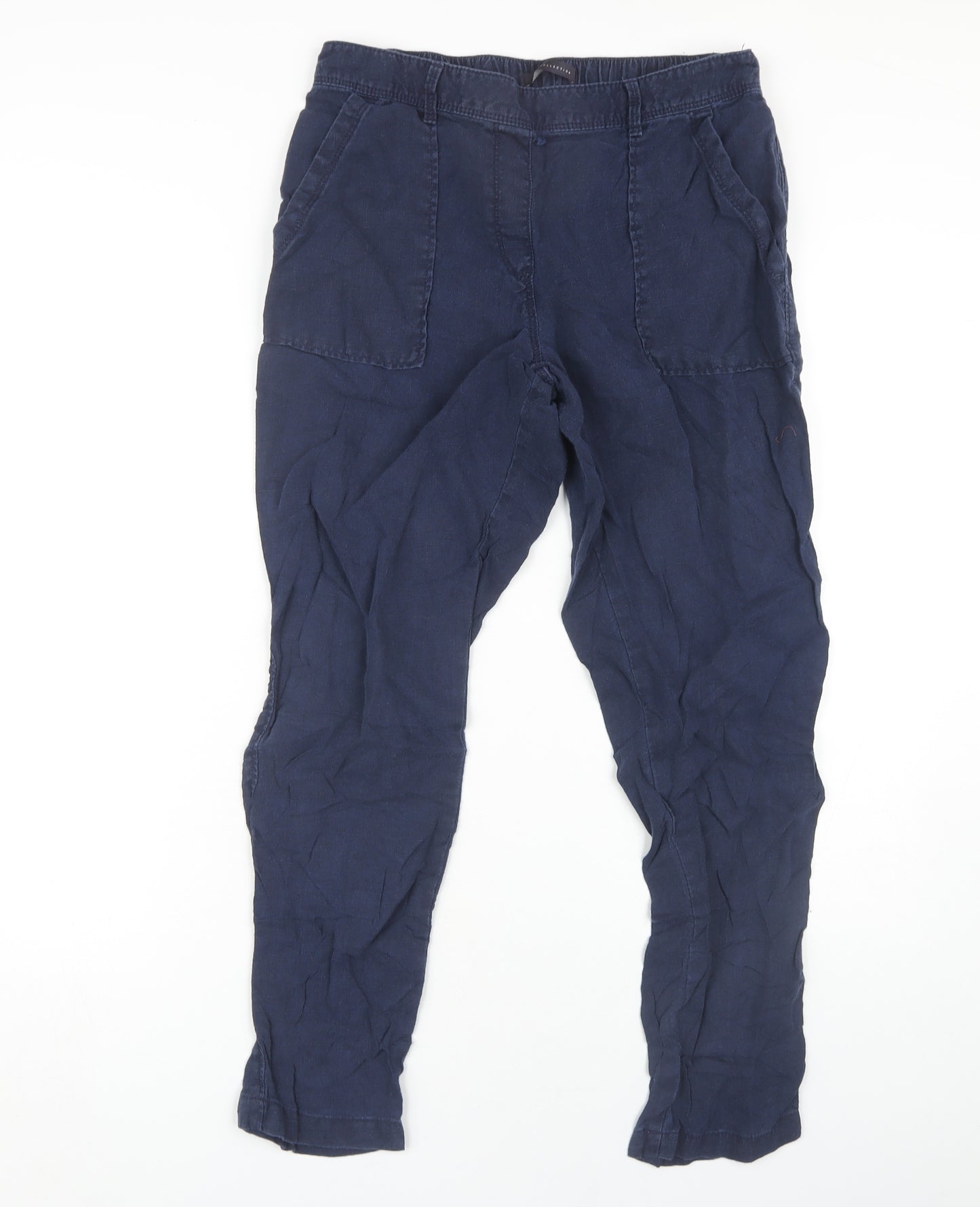 Marks and Spencer Women's Blue Linen Trousers Size 10