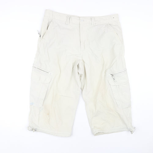 Marks and Spencer Men's Beige Cargo Shorts, Size 36
