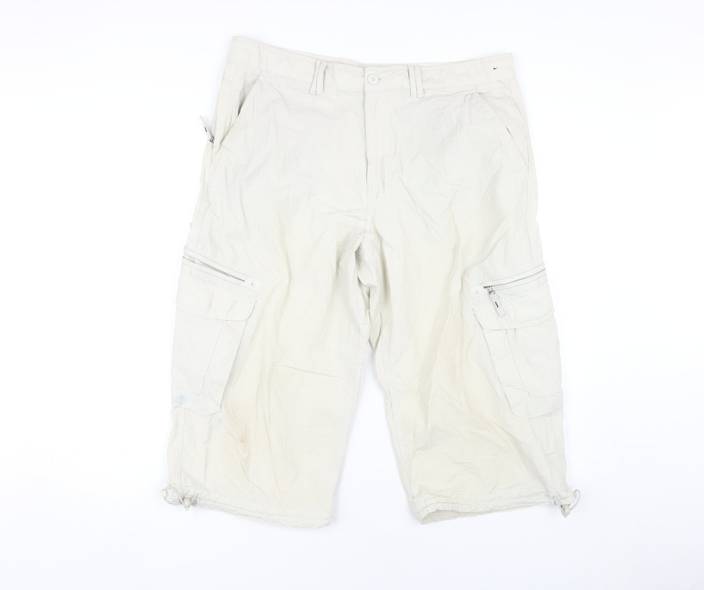 Marks and Spencer Men's Beige Cargo Shorts, Size 36