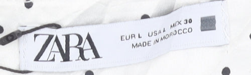 Zara Women's White Polka Dot Bodycon Dress L