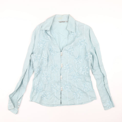 Marks and Spencer Women's Blue Linen Blouse Size 12