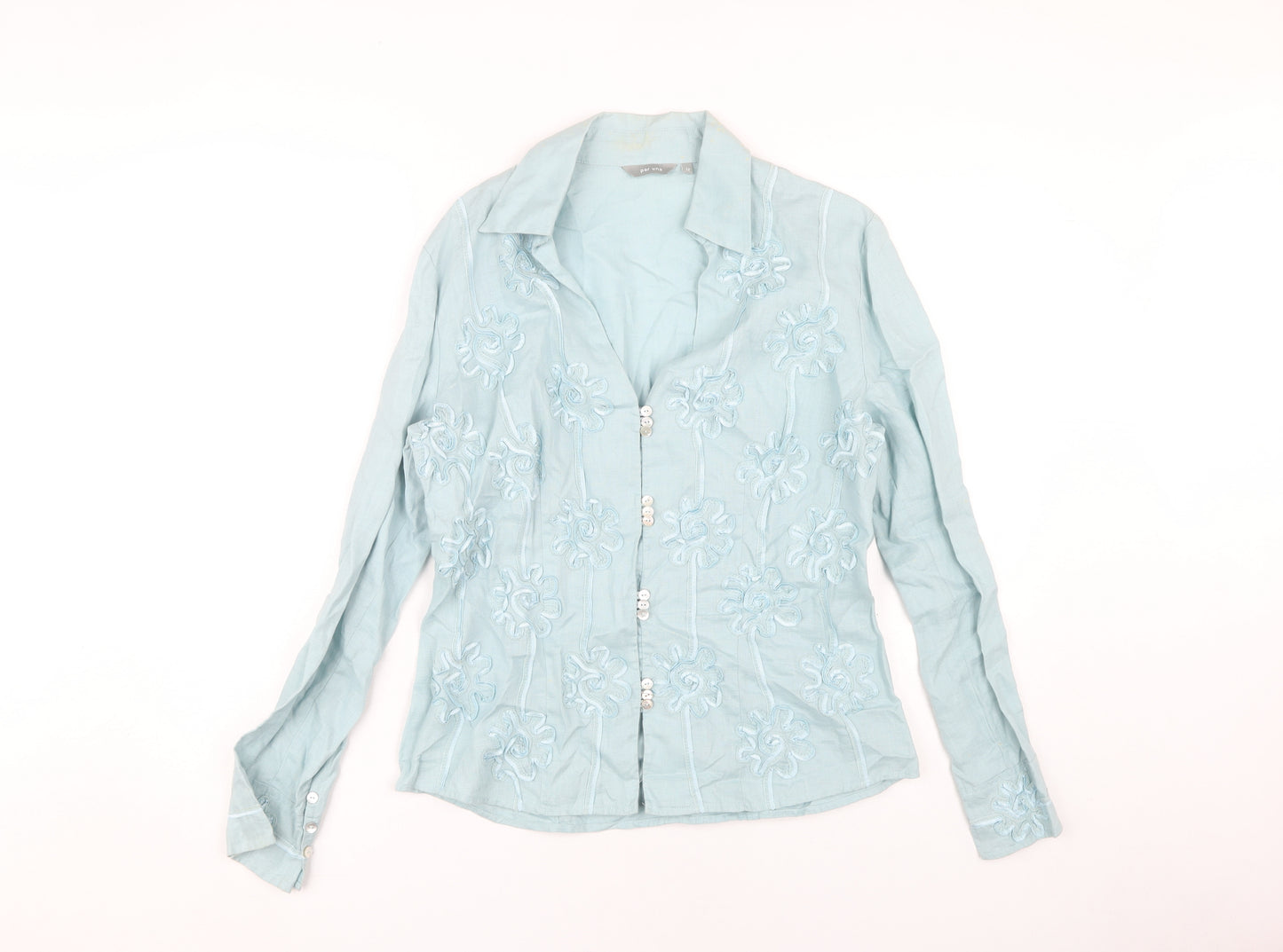 Marks and Spencer Women's Blue Linen Blouse Size 12