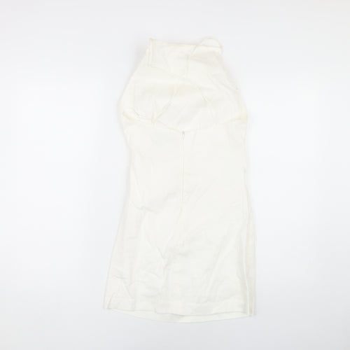 Zara Women Ivory Sleeveless Dress Size M