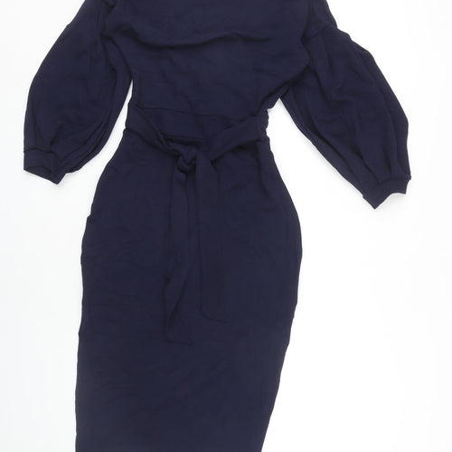Quiz Women's Navy Dress Size 10 with 3/4 Sleeve