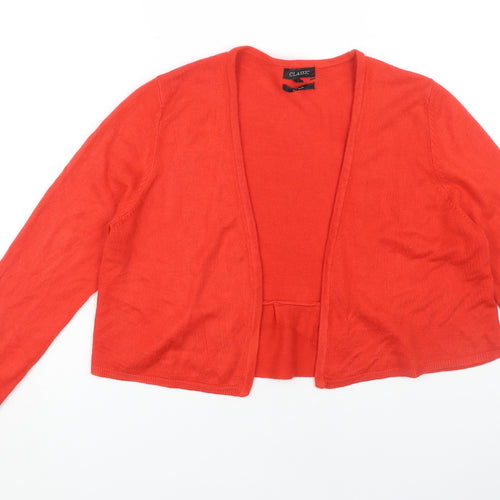 Classic Women's Red Cardigan Size L, Round Neck