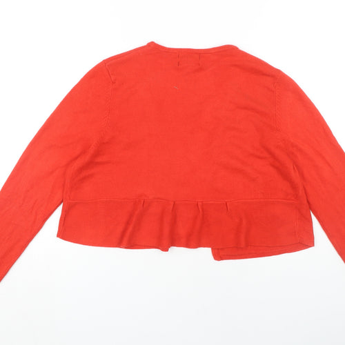 Classic Women's Red Cardigan Size L, Round Neck