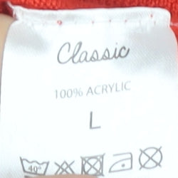 Classic Women's Red Cardigan Size L, Round Neck