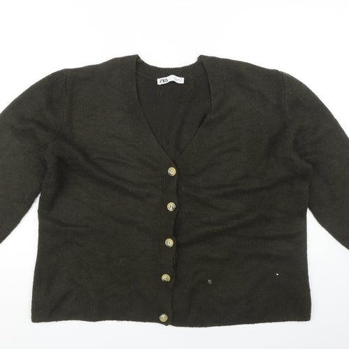 Zara Women's Black Cardigan, Size 12, 3/4 Sleeve, V-Neck