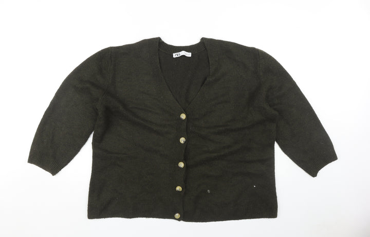 Zara Women's Black Cardigan, Size 12, 3/4 Sleeve, V-Neck