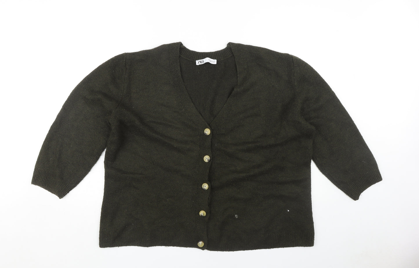 Zara Women's Black Cardigan, Size 12, 3/4 Sleeve, V-Neck