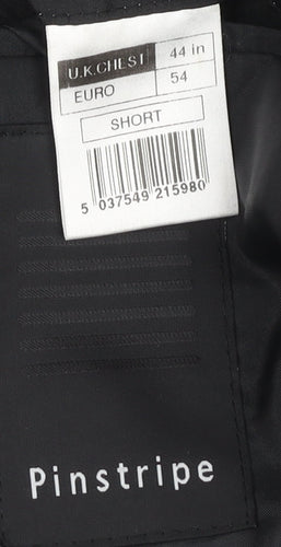 Men's Black Pinstripe Blazer, 44 Short, Formal Business