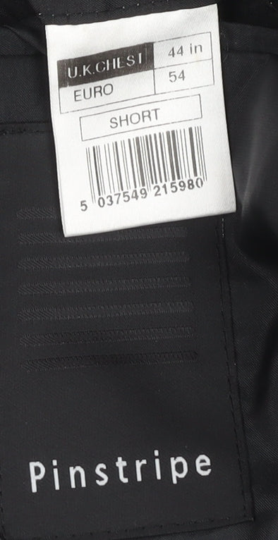 Men's Black Pinstripe Blazer, 44 Short, Formal Business