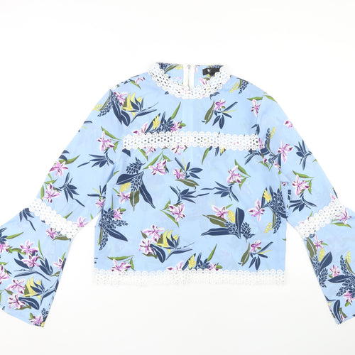 Cutie Women's Blue Floral Bell Sleeve Blouse Size 14