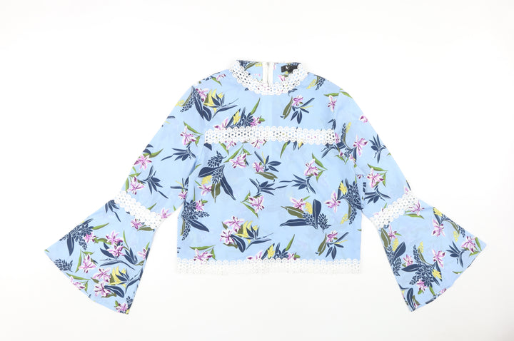 Cutie Women's Blue Floral Bell Sleeve Blouse Size 14