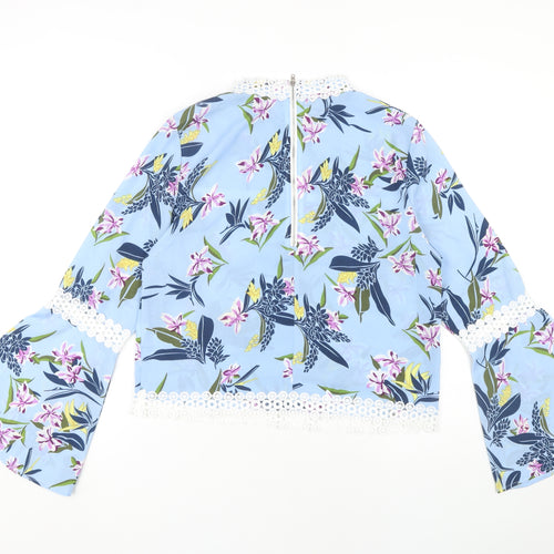 Cutie Women's Blue Floral Bell Sleeve Blouse Size 14