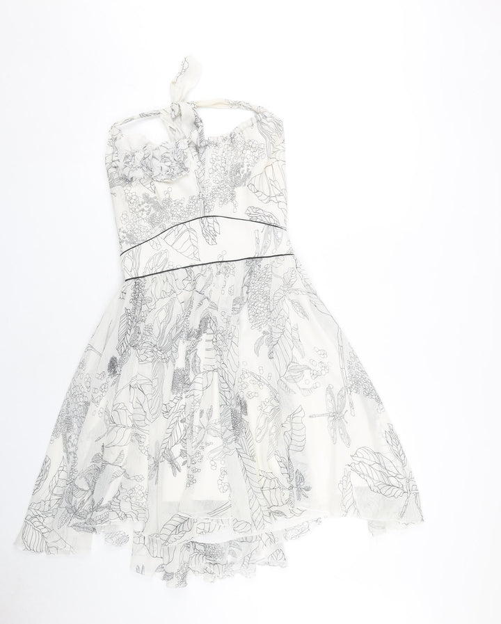 River Island Women's White Floral Halter Dress Size 10