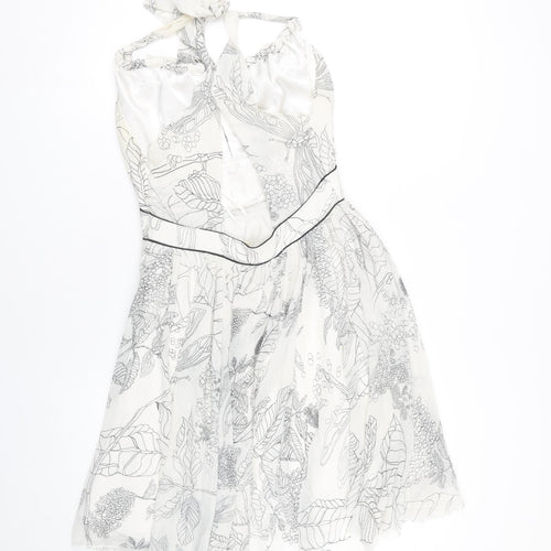 River Island Women's White Floral Halter Dress Size 10