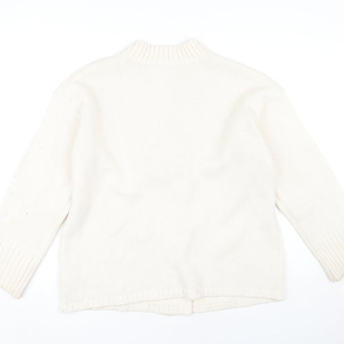 NA-KD Women's Ivory Open Front Cardigan S/M - Knit Button Accent
