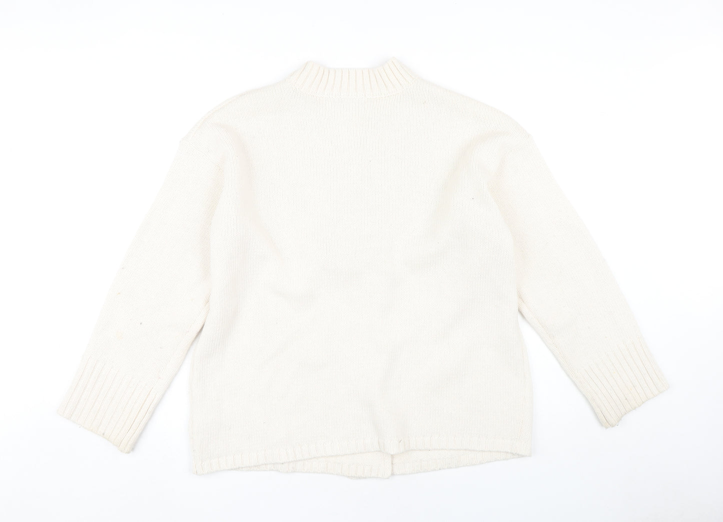 NA-KD Women's Ivory Open Front Cardigan S/M - Knit Button Accent