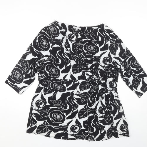 Marks and Spencer Women's Black Floral Wrap Top, Size 22