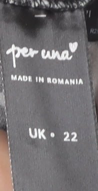 Marks and Spencer Women's Black Floral Wrap Top, Size 22