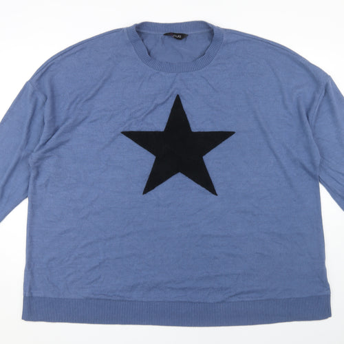 Yours Women's Blue Star Jumper Size 26 Pullover
