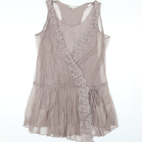 Marks and Spencer Women's Brown Embroidered Wrap Tank