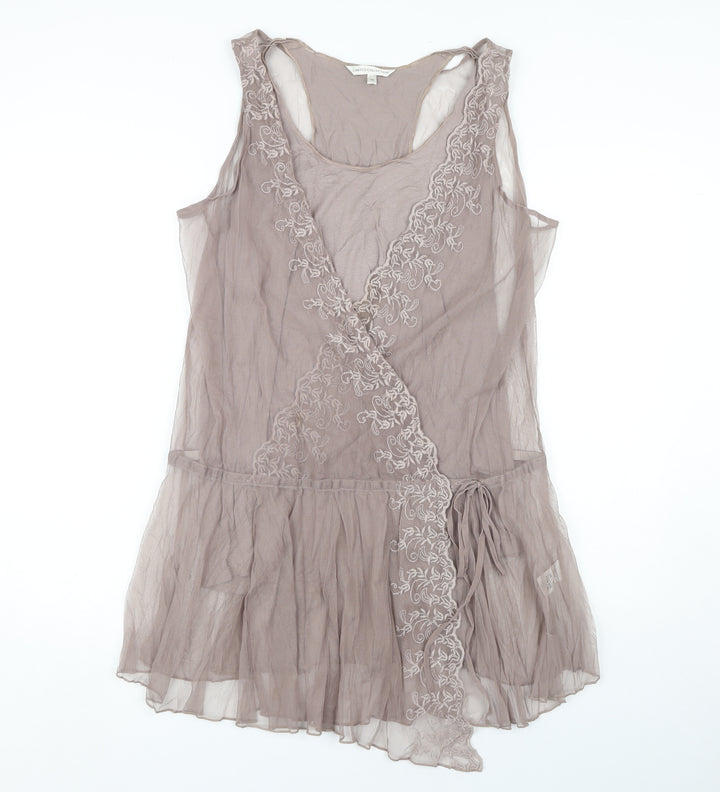 Marks and Spencer Women's Brown Embroidered Wrap Tank