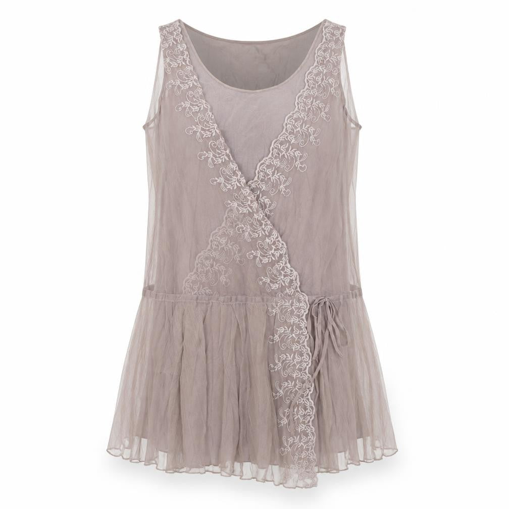 Front view of Marks & Spencer Women's Brown Embroidered Wrap Tank