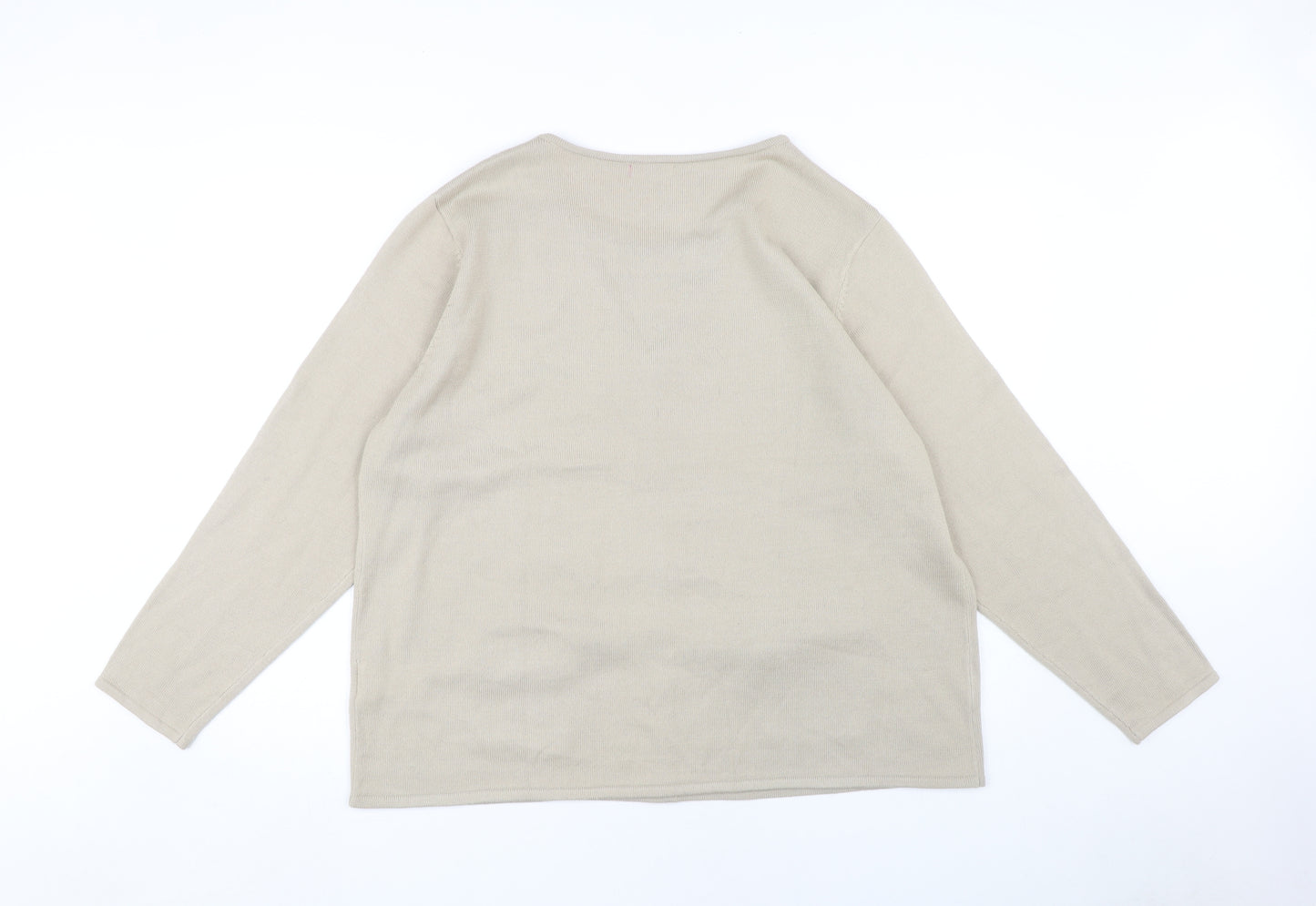 Damart Women’s Beige Floral Embroidered Cardigan XL