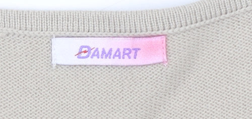 Damart Women’s Beige Floral Embroidered Cardigan XL