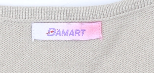 Damart Women’s Beige Floral Embroidered Cardigan XL