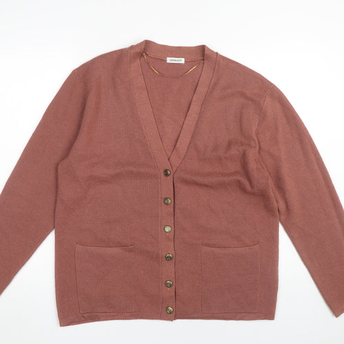 Damart Women's Brown Cardigan, L, V-Neck, Button Accent