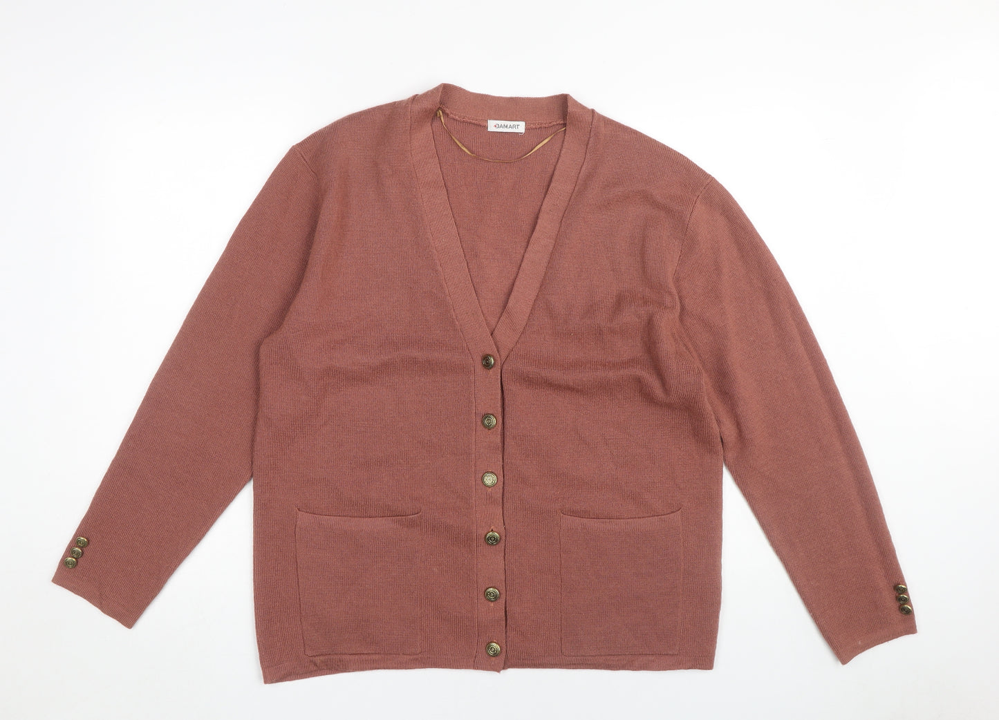 Damart Women's Brown Cardigan, L, V-Neck, Button Accent